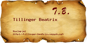Tillinger Beatrix névjegykártya